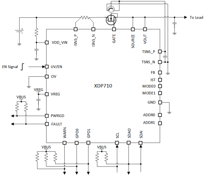 应用电路图 - Infineon Technologies XDP710热插拔控制器